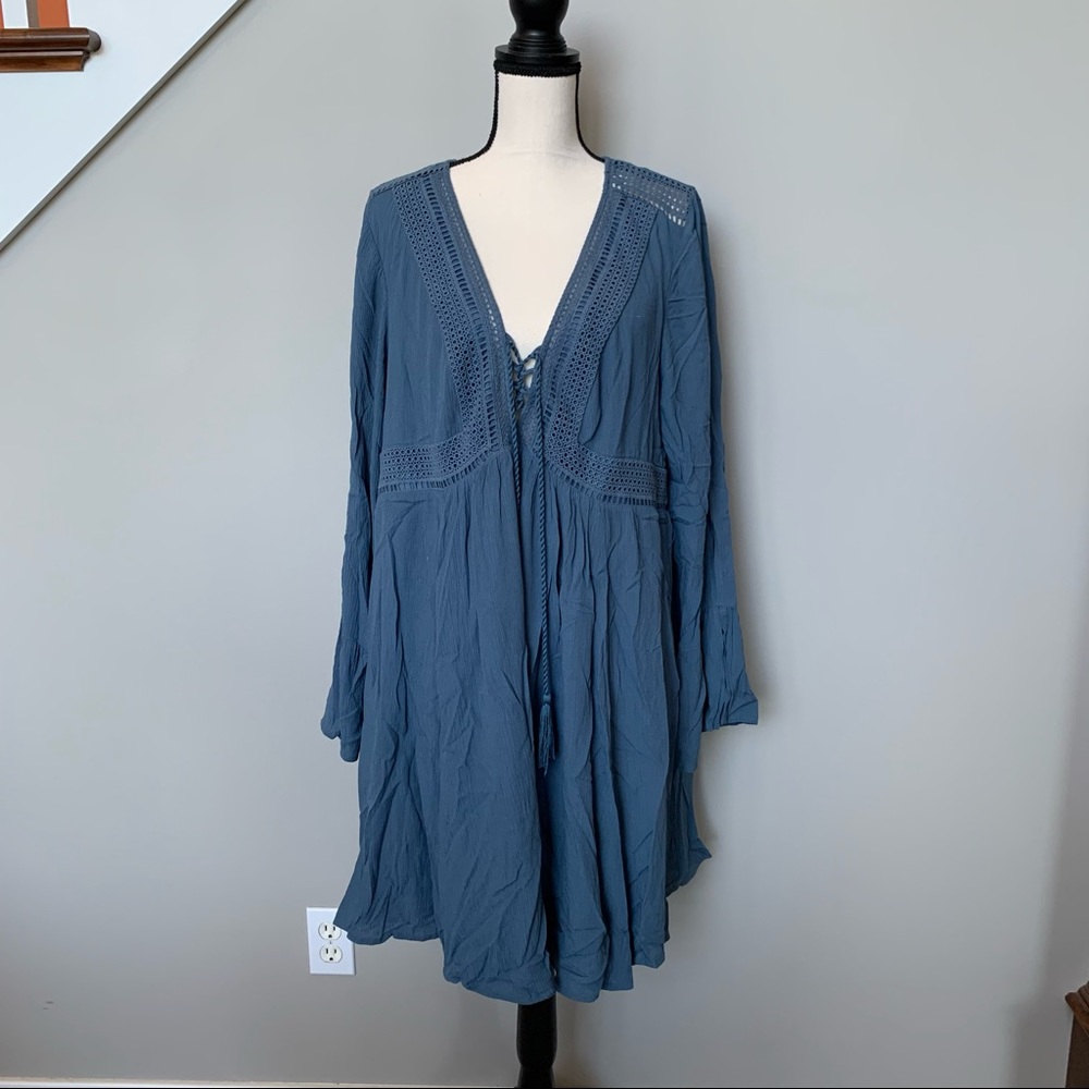 Torrid Gauze Lace-up Peasant Dress